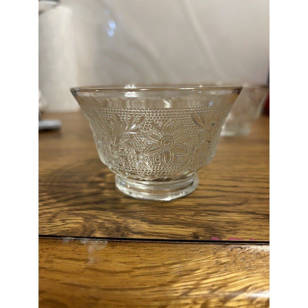 4 Vintage Clear Anchor Hocking Custard Cups